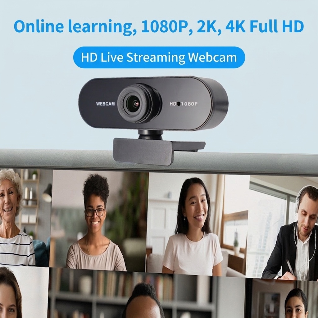 Cámara web USB HD 1080P/2K con micrófono incorporado, Plug and Play, para PC, portátil, streaming, juegos y videollamadas.
