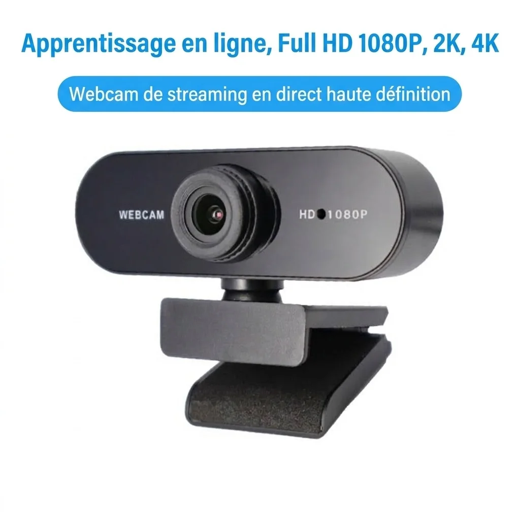 Webcam USB HD 1080p/2K avec micro intégré, caméra d'ordinateur Plug and Play pour PC, ordinateur portable, streaming, jeux, appels