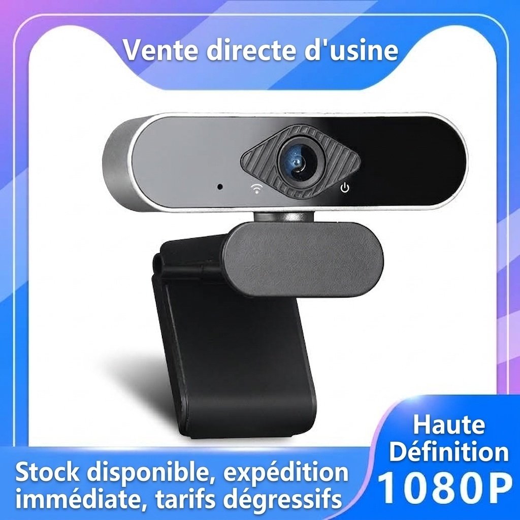 Webcam USB Full HD 1080p avec microphone intégré, caméra de streaming professionnelle pour PC, Mac, ordinateur de bureau et apprentissage en ligne