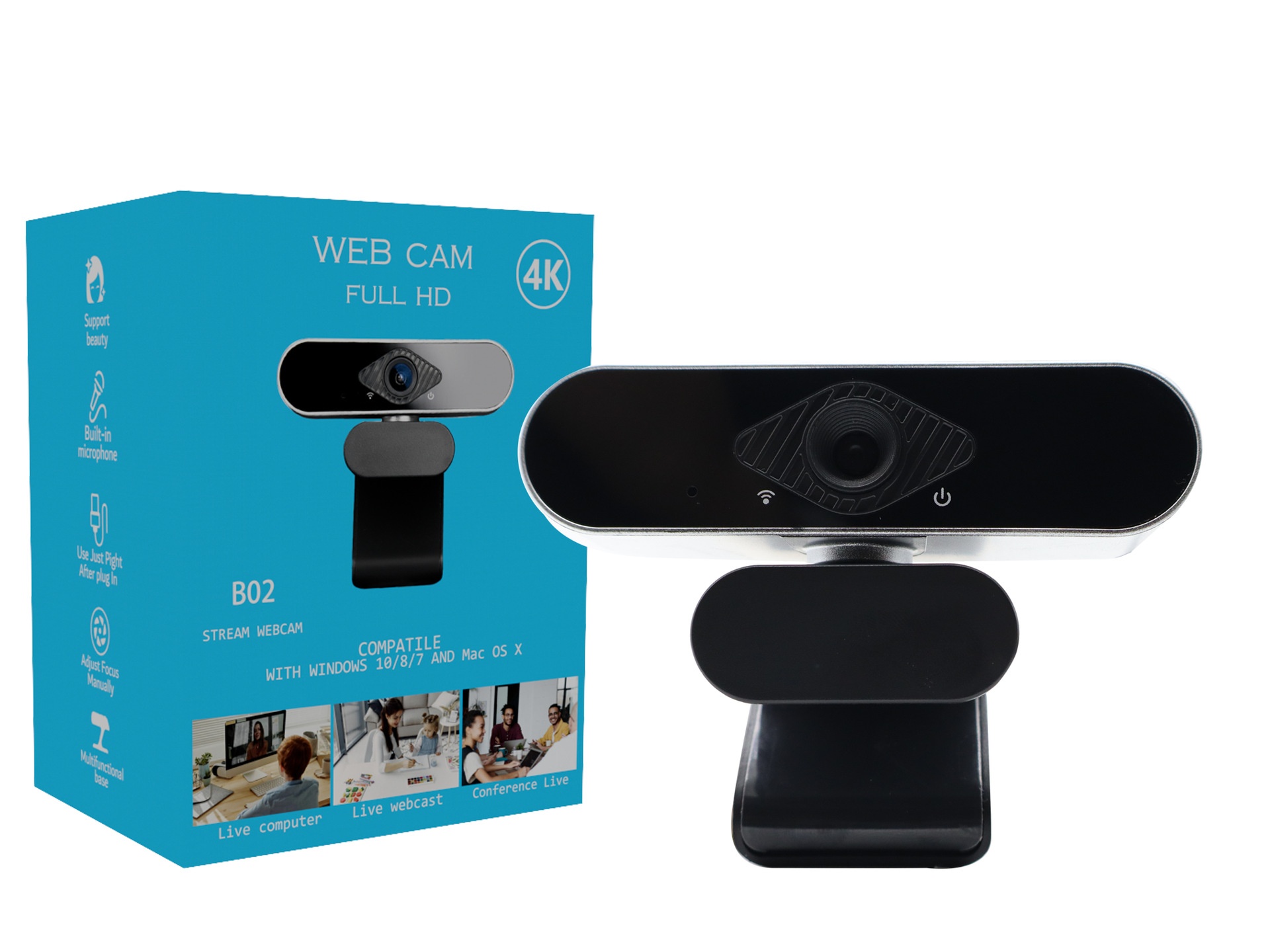 Full HD 1080P USB Webcam with Built-in Microphone, Pro Streaming Camera for PC, Mac, Desktop, Online Learning