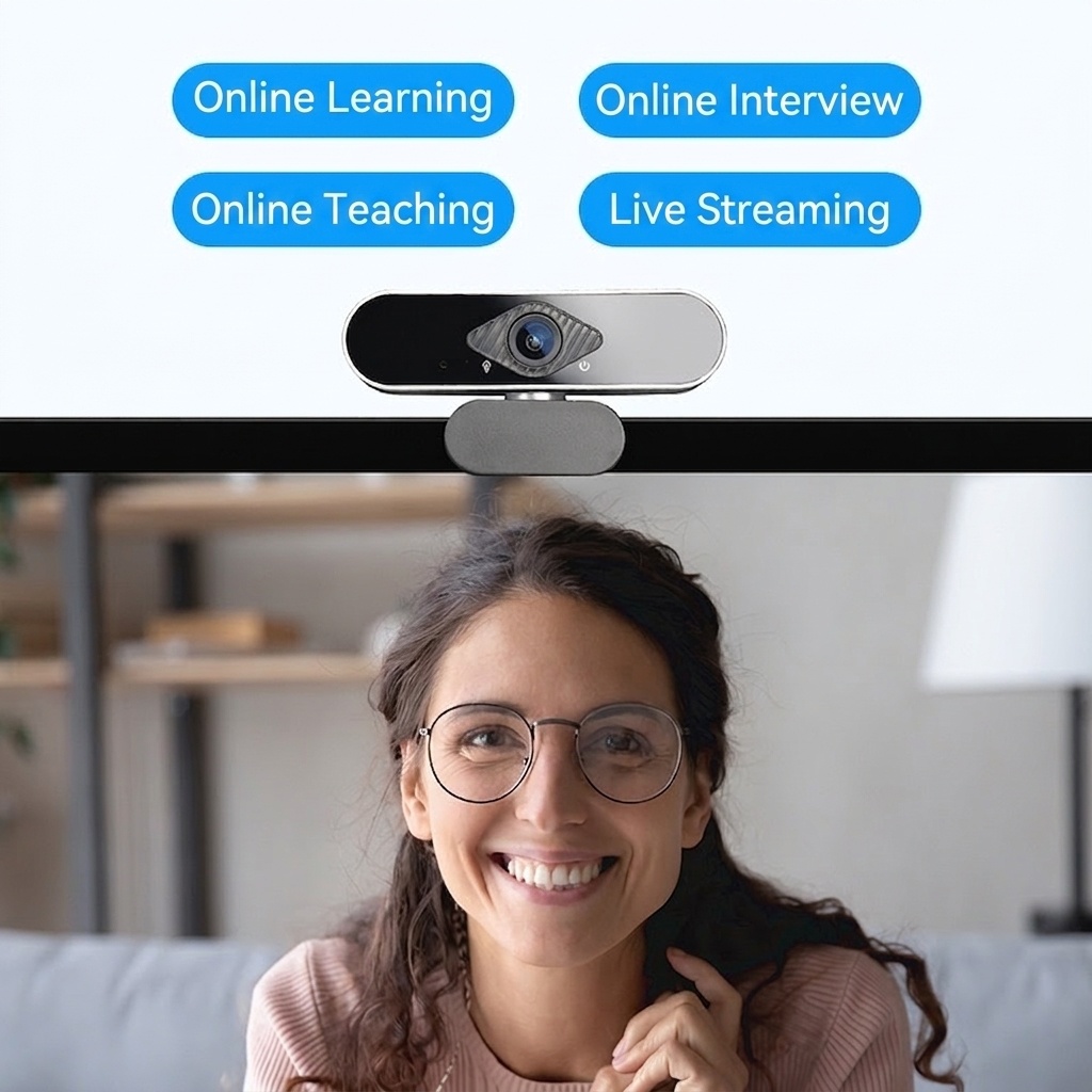 Full HD 1080P USB Webcam with Built-in Microphone, Pro Streaming Camera for PC, Mac, Desktop, Online Learning