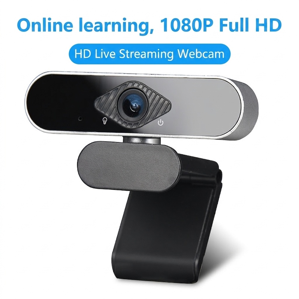 Full HD 1080P USB Webcam with Built-in Microphone, Pro Streaming Camera for PC, Mac, Desktop, Online Learning