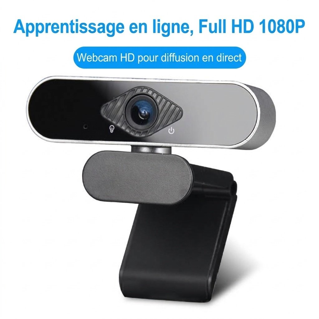 Webcam USB Full HD 1080p avec microphone intégré, caméra de streaming professionnelle pour PC, Mac, ordinateur de bureau et apprentissage en ligne