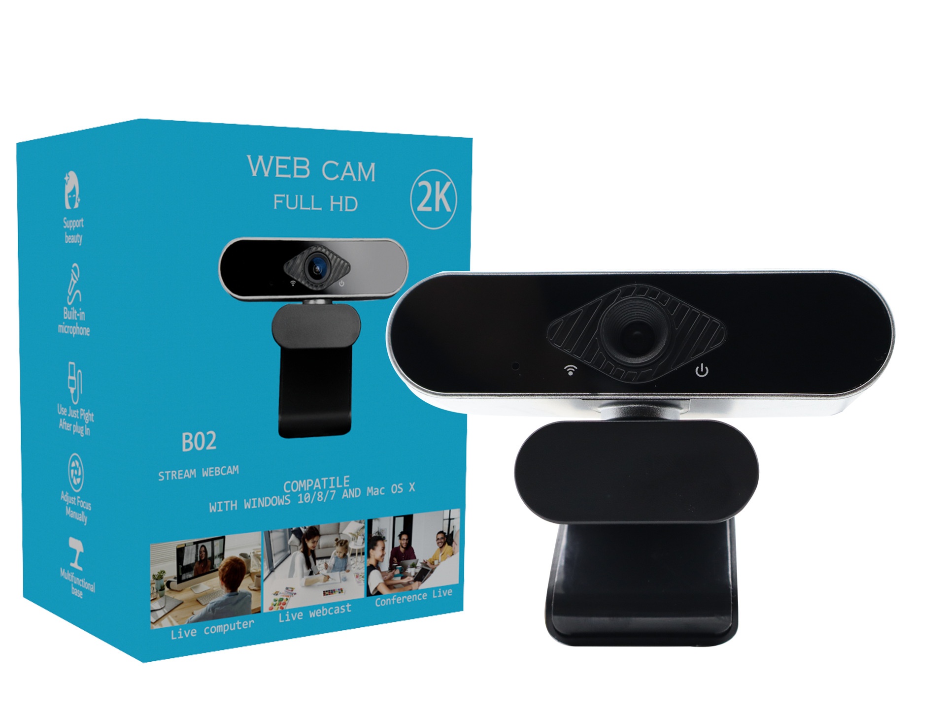 Full HD 1080P USB Webcam with Built-in Microphone, Pro Streaming Camera for PC, Mac, Desktop, Online Learning