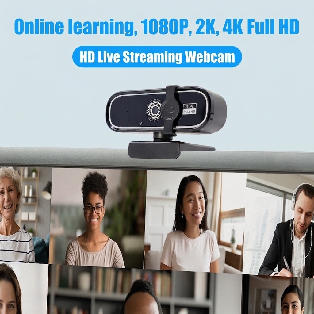 Cámara web USB 4K Full HD con micrófono incorporado, cámara de ordenador para streaming ultra nítido para videollamadas, videoconferencias y PC.
