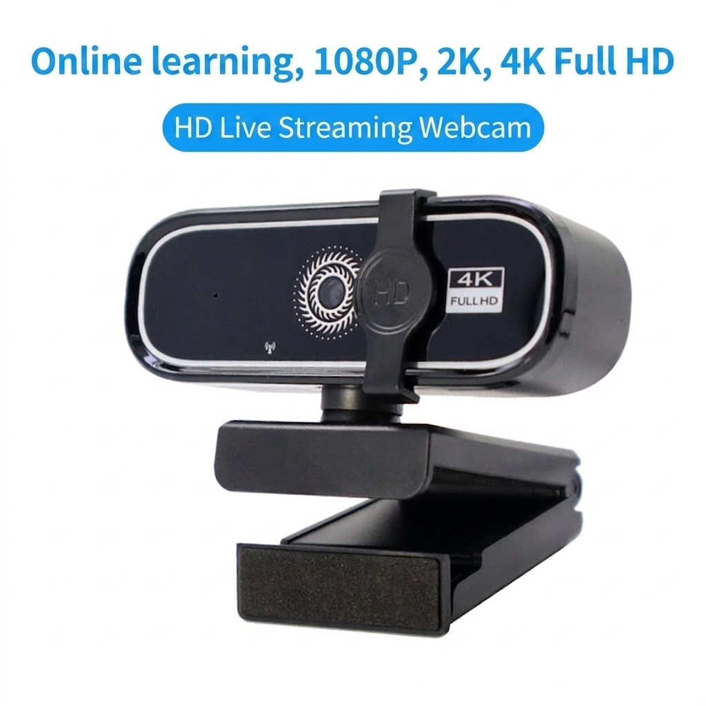 Cámara web USB 4K Full HD con micrófono incorporado, cámara de ordenador para streaming ultra nítido para videollamadas, videoconferencias y PC.