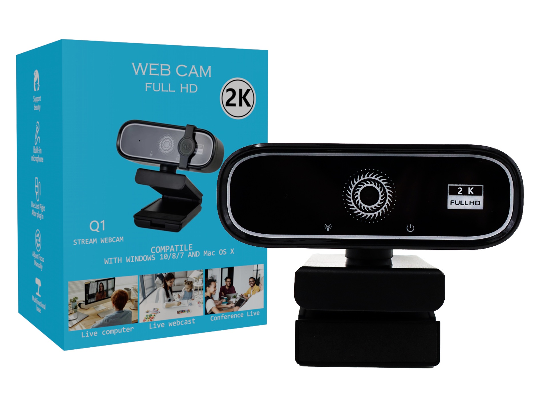 Cámara web USB 4K Full HD con micrófono incorporado, cámara de ordenador para streaming ultra nítido para videollamadas, videoconferencias y PC.