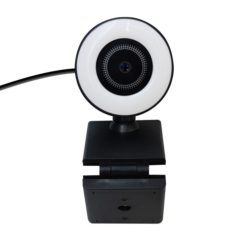 2K/4K HD USB PC Webcam with Built-in Ring Light, Pro Streaming Camera for Twitch, YouTube, Video Calls, Autofocus