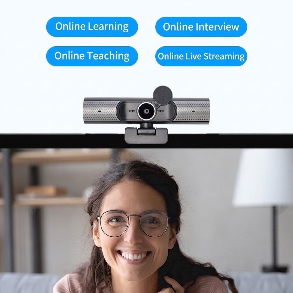 1080P/2K/4K HD USB Webcam with Noise-Reducing Mics & Flexible Mount, Computer Camera for Video Calls, Streaming