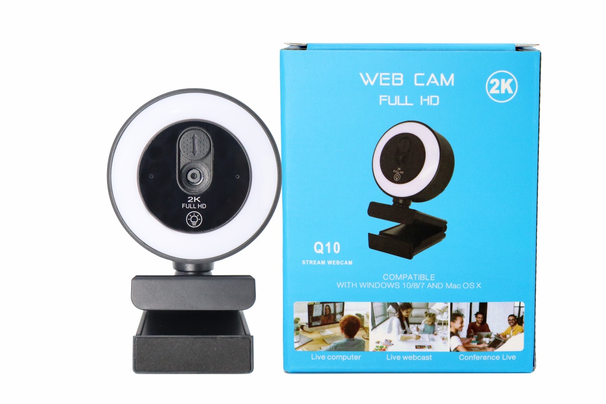 4K Full HD Streaming Webcam with Ring Light, USB Computer Camera for PC Desktop Laptop, Video Calling, Broadcasting