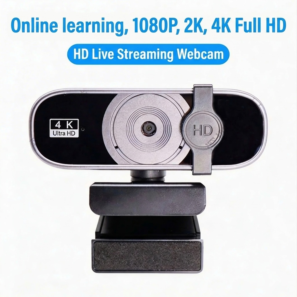 4K Ultra HD Webcam for Streaming & Video Calls, High-Resolution USB Computer Camera for Virtual Classrooms, Meetings