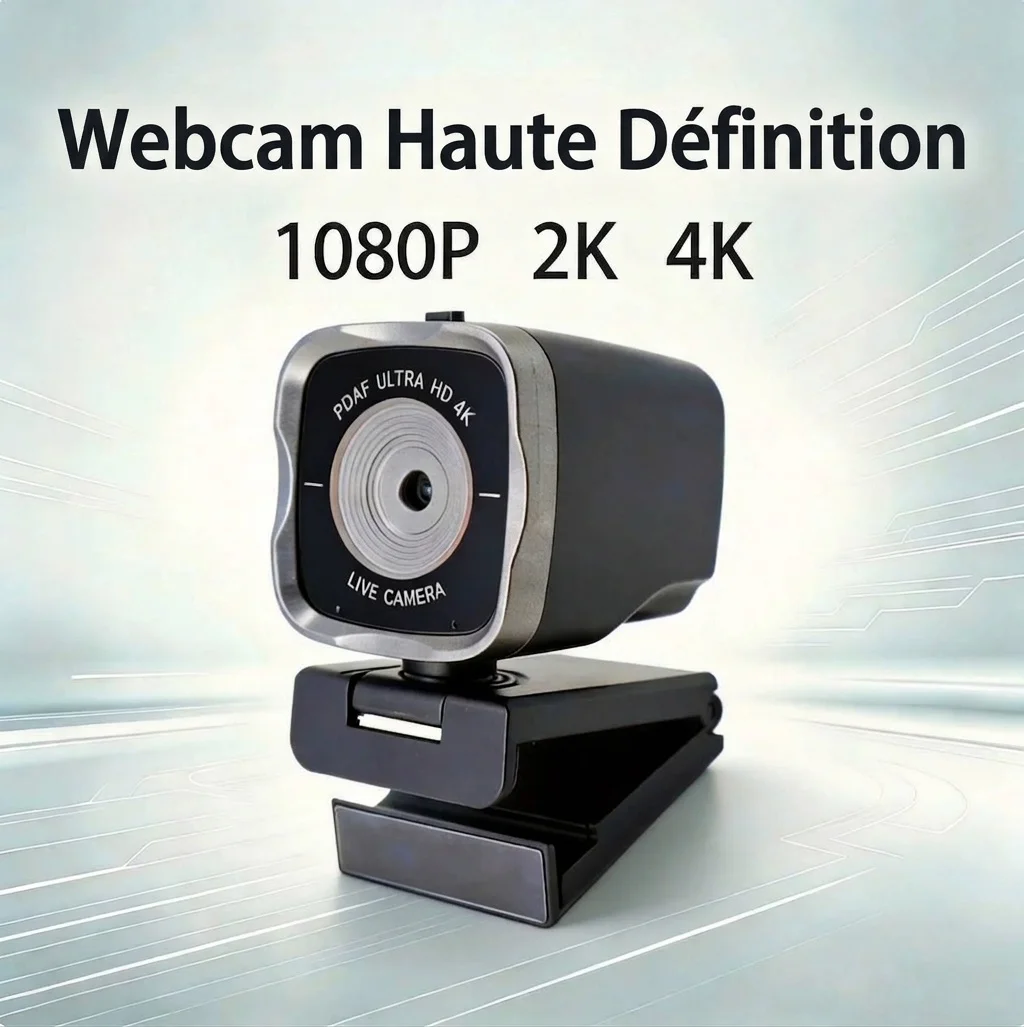 Webcam 4K Ultra HD pour le streaming en direct avec autofocus avancé, caméra USB pour PC de bureau, visioconférence