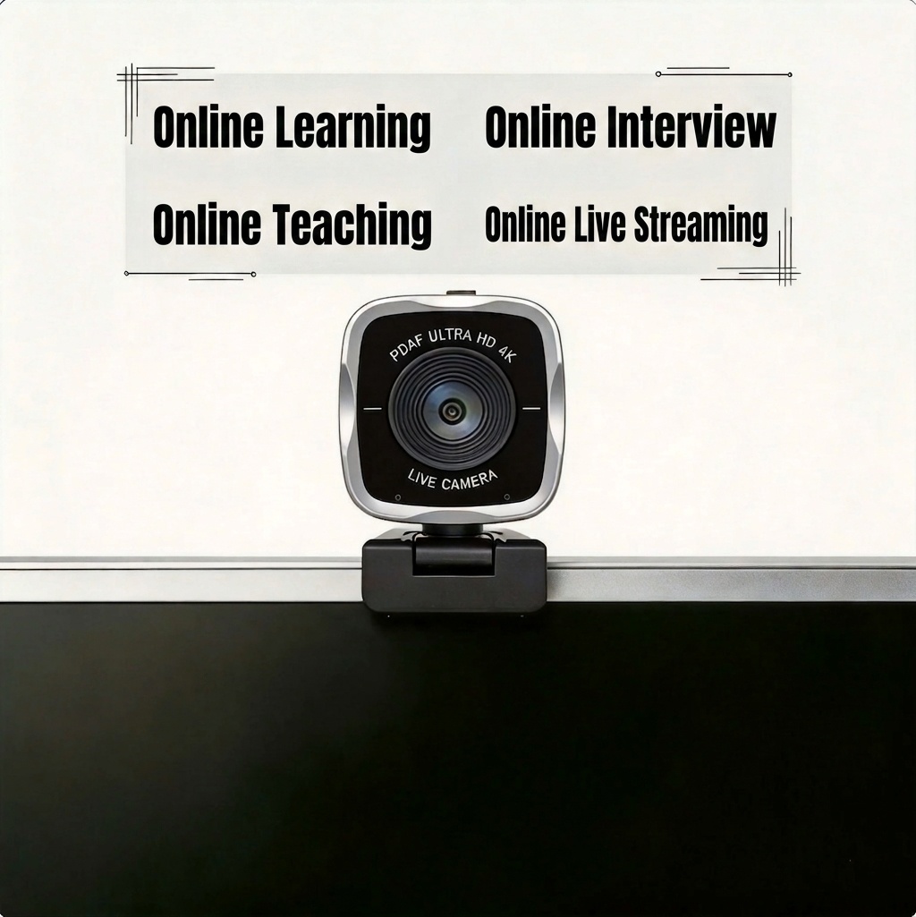 4K Ultra HD Live Streaming Webcam with Advanced Autofocus, USB Computer Camera for PC Desktop, Video Conferencing