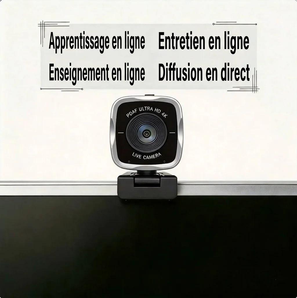 Webcam 4K Ultra HD pour le streaming en direct avec autofocus avancé, caméra USB pour PC de bureau, visioconférence