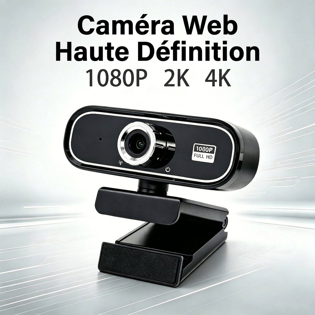 Webcam USB HD 1080p/4K pour PC et ordinateur portable, idéale pour les appels vidéo professionnels, le streaming et l'apprentissage à distance.