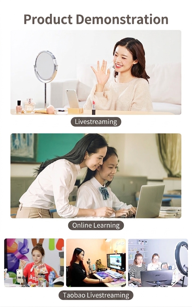 1080P HD USB Webcam with Microphone, Streaming Computer Camera for Online Calls, Conferencing, PC Desktop
