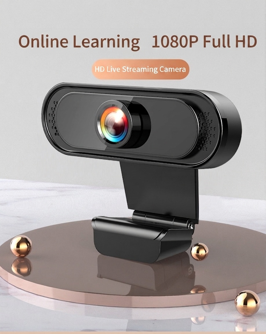 1080P HD USB Webcam with Microphone, Streaming Computer Camera for Online Calls, Conferencing, PC Desktop