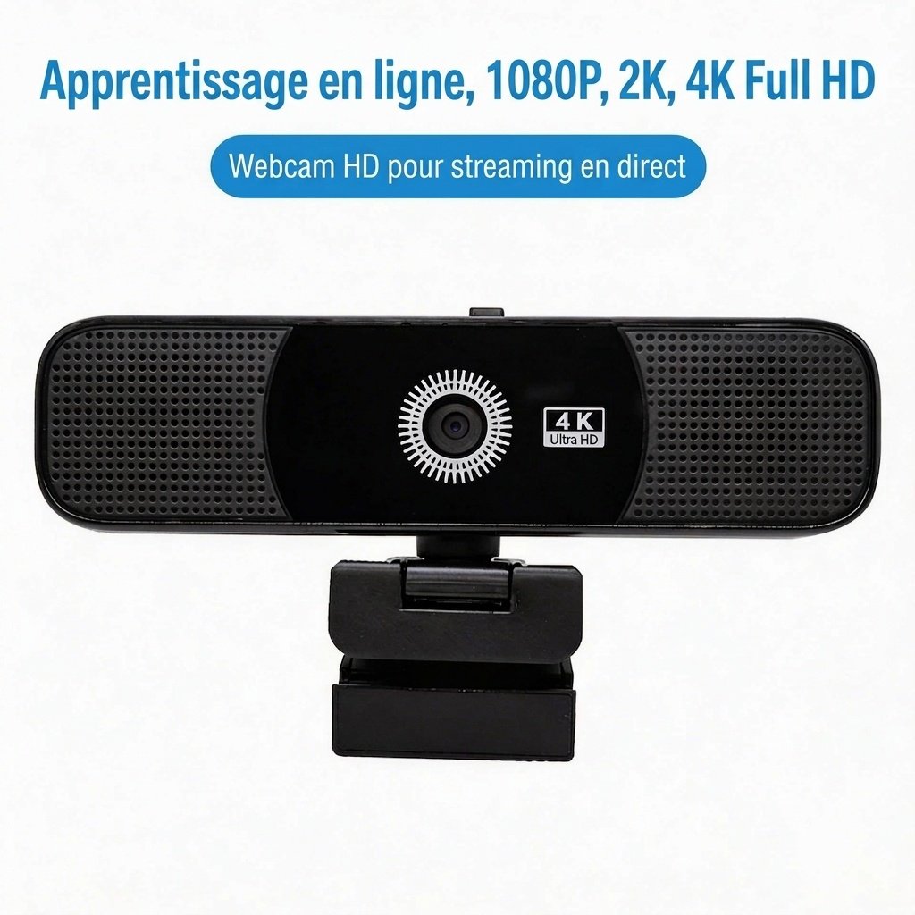 Webcam 4K Ultra HD pour le streaming et l'apprentissage en ligne, caméra d'ordinateur 1080p/2K/4K pour PC portable, appels vidéo