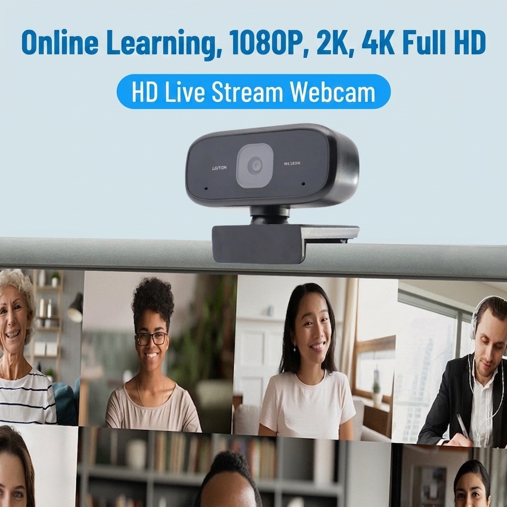 Cámara web Full HD 1080p con micrófono incorporado, cámara USB para ordenador para streaming, videollamadas y creación de contenido.