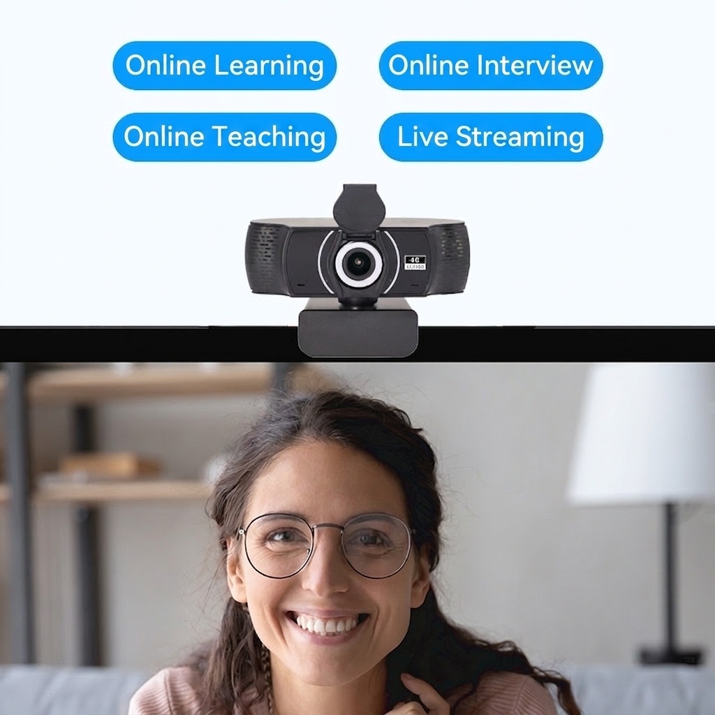 2K Full HD USB Webcam with Noise-Reducing Mic & Stable Clip, Computer Camera for Streaming, Video Calls, Meetings
