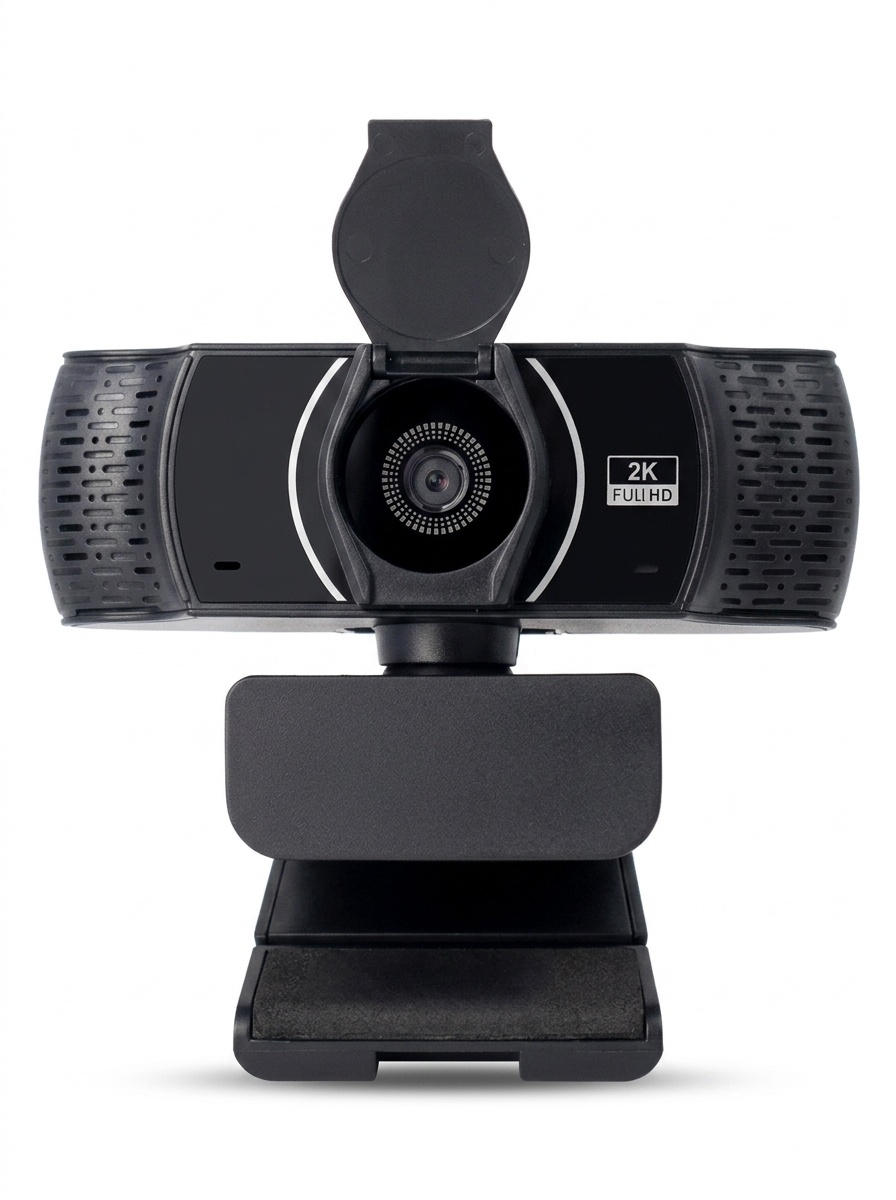 2K Full HD USB Webcam with Noise-Reducing Mic & Stable Clip, Computer Camera for Streaming, Video Calls, Meetings