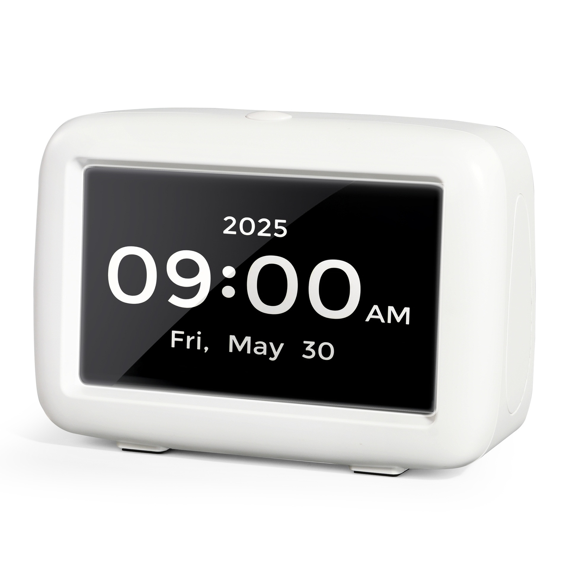 4.3-Inch Smart Digital Alarm Clock - LCD Display with Auto-Dimming, Snooze, 25 Customizable Alarms, Type-C Powered, 8 Languages, White