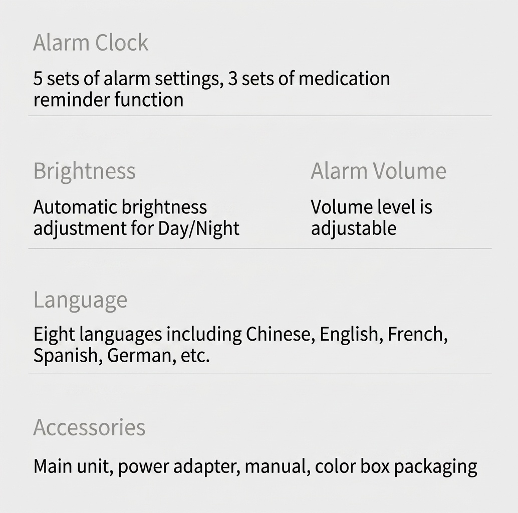7-Inch Digital Calendar Day Clock for Seniors - Large Clear Display, Multiple Alarms, Auto-Brightness, Multi-Language Time & Date Tracker, White