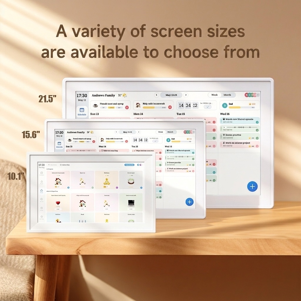 Smart Digital Calendar & Photo Frame - Family Organizer with Schedule Sync, Task Management, Vibrant Display, White