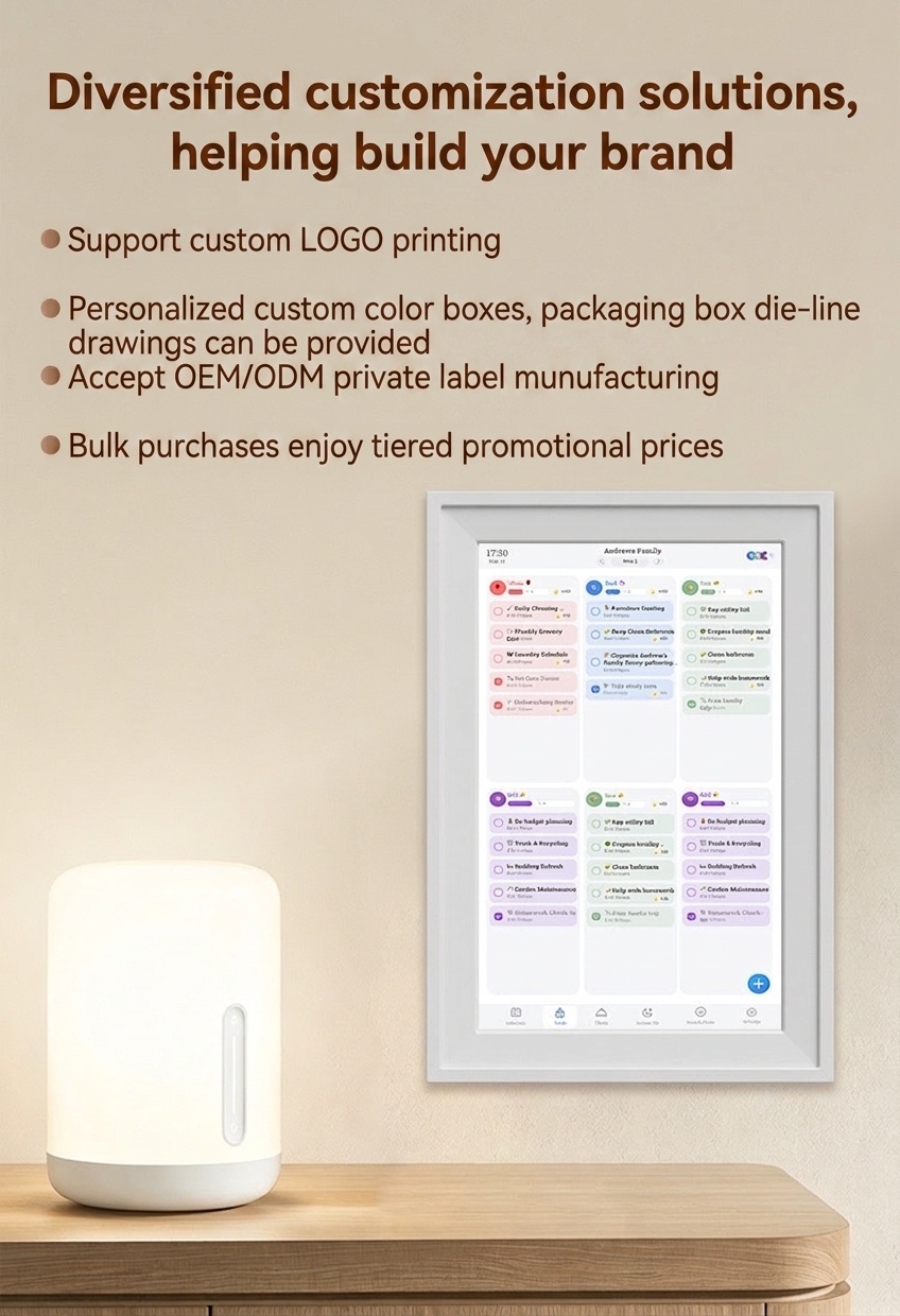Smart Digital Calendar & Photo Frame - Family Organizer with Schedule Sync, Task Management, Vibrant Display, White