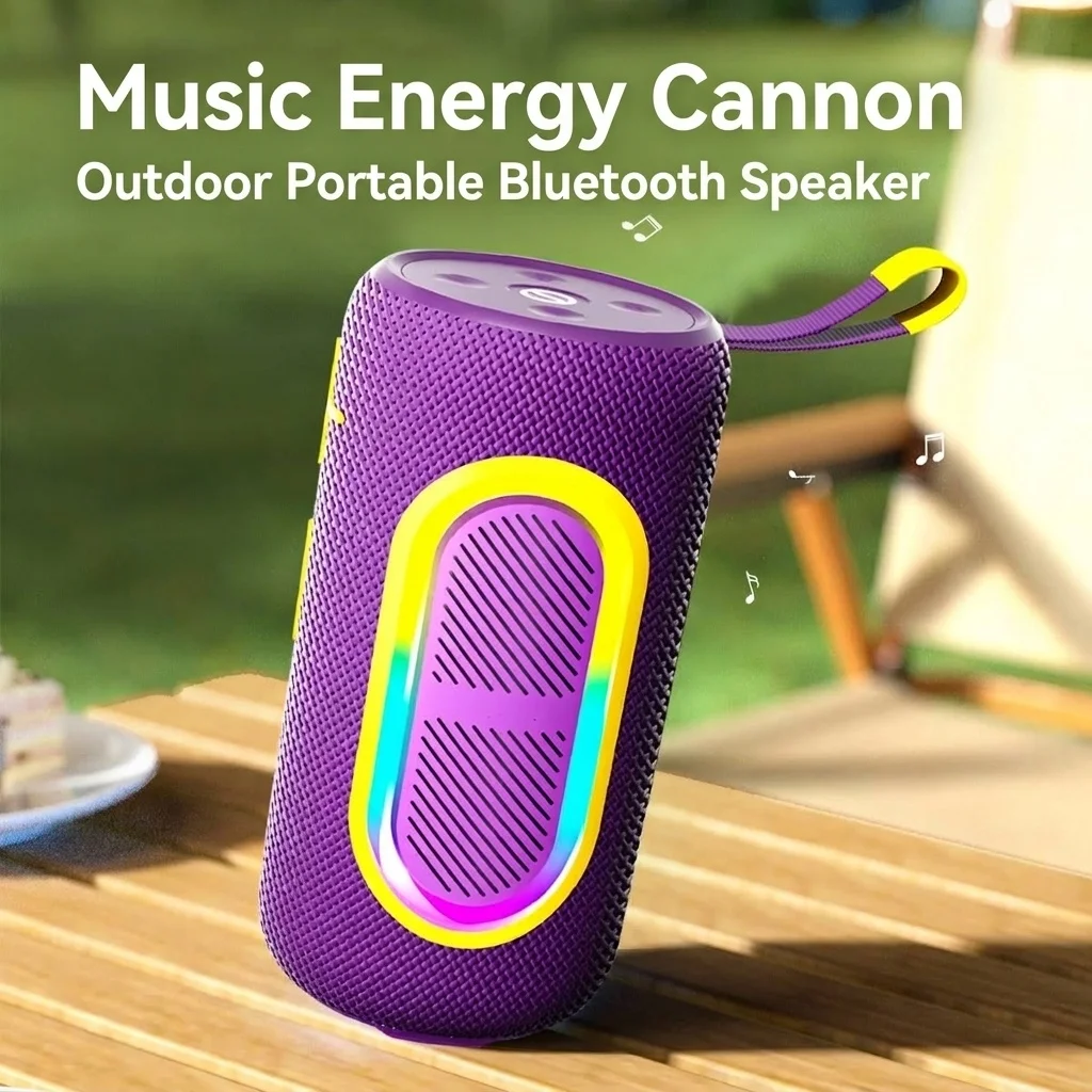 Portable Bluetooth Speaker with RGB Lights, 20W Deep Bass, IPX7 Waterproof, 15-Hour Playtime, 100ft Range, Wireless Outdoor Speaker with Strap