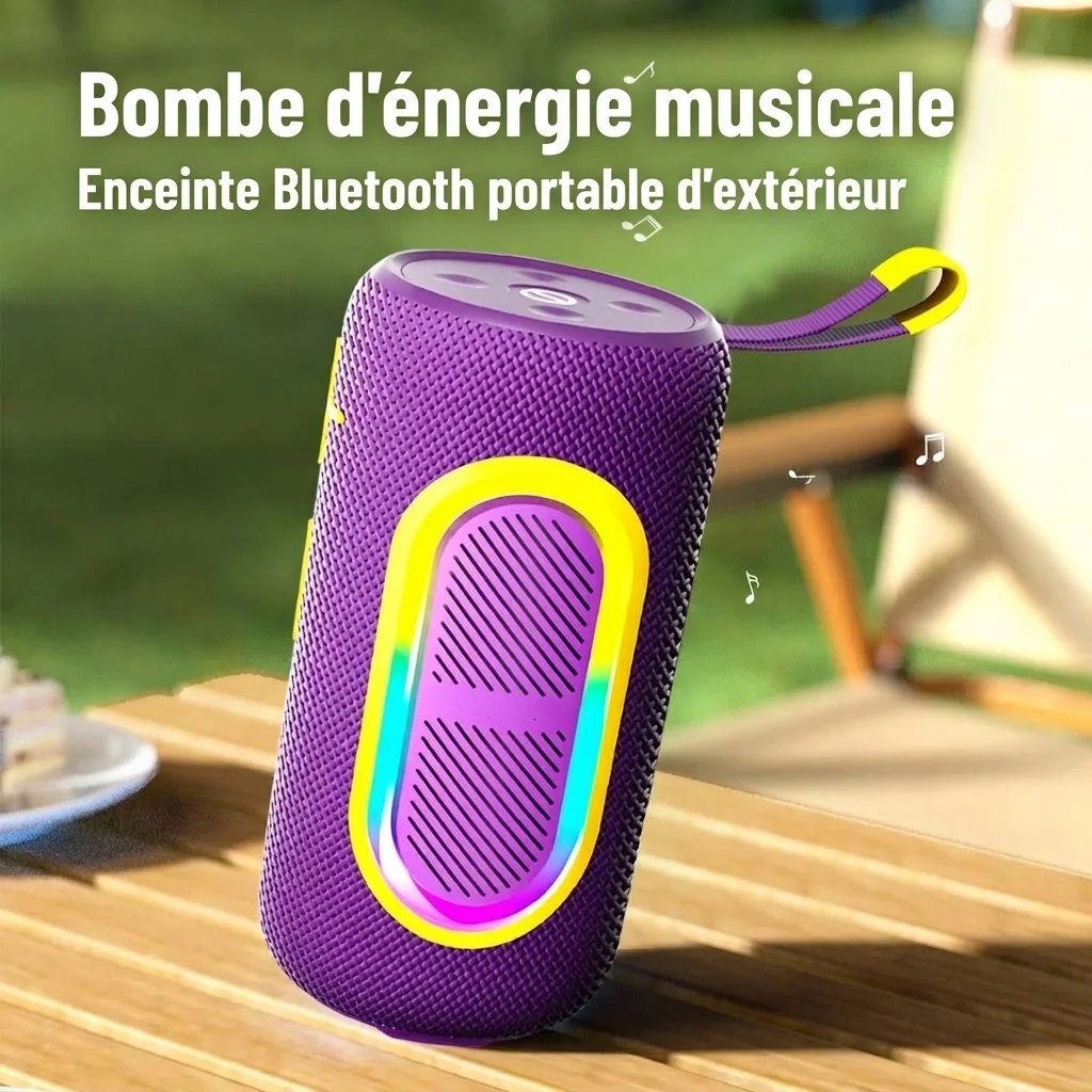 Portable Bluetooth Speaker with RGB Lights, 20W Deep Bass, IPX7 Waterproof, 15-Hour Playtime, 100ft Range, Wireless Outdoor Speaker with Strap