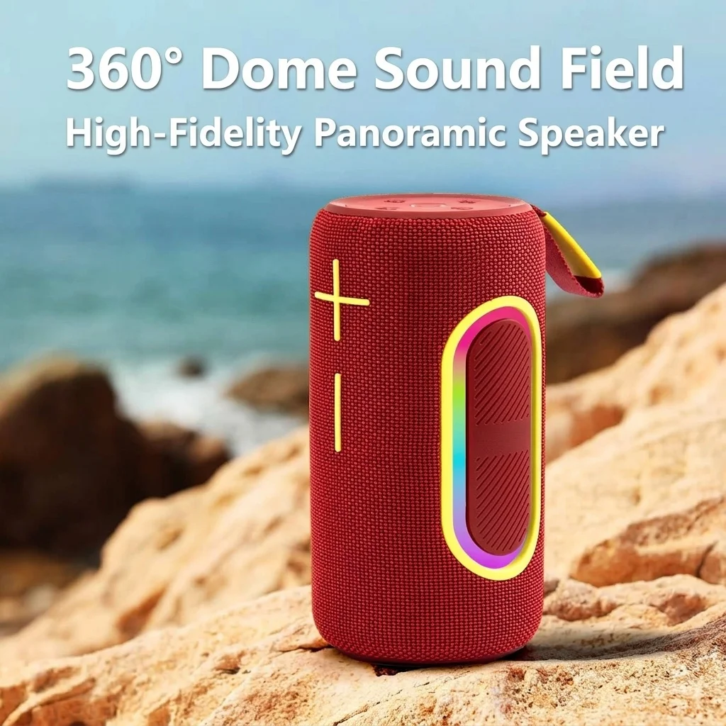 Portable Bluetooth Speaker with RGB Lights, 20W Deep Bass, IPX7 Waterproof, 15-Hour Playtime, 100ft Range, Wireless Outdoor Speaker with Strap