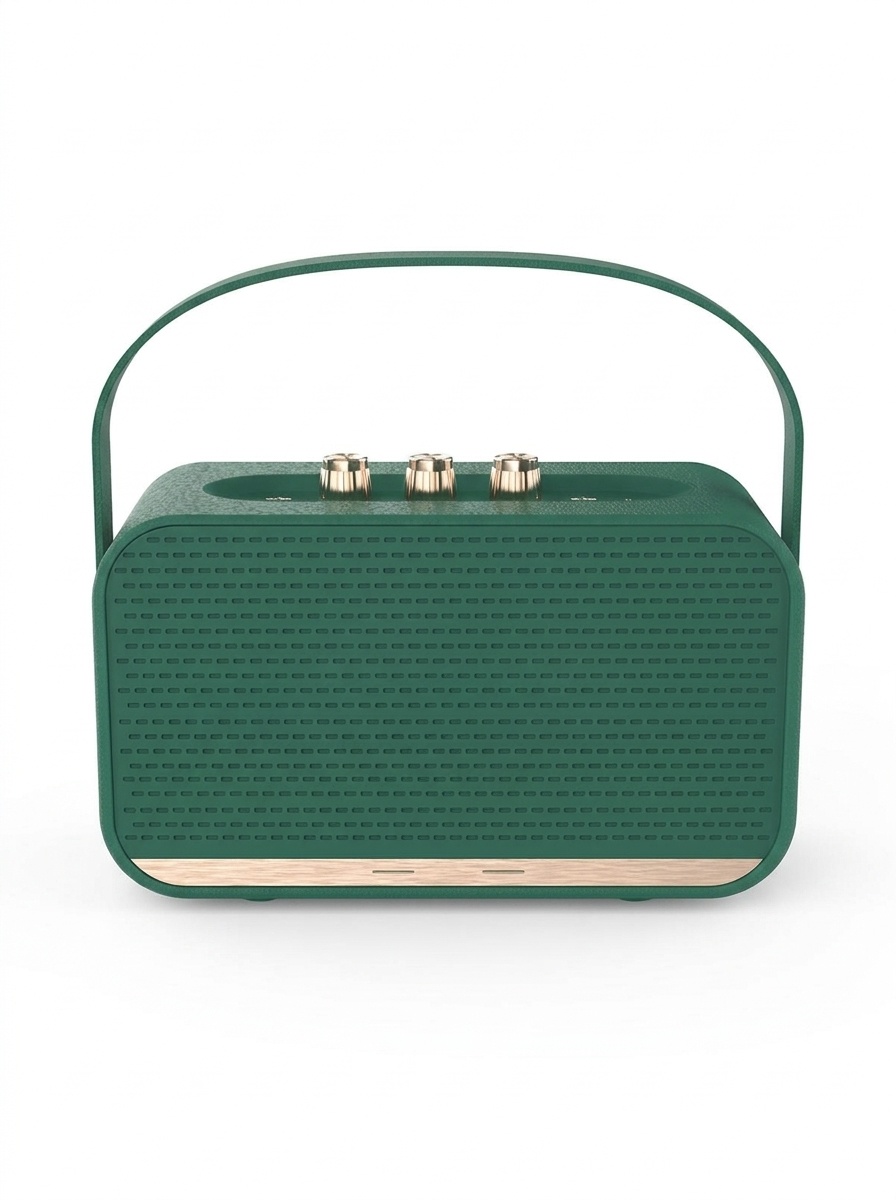 Retro Portable Bluetooth Speaker with Deep Bass, Vintage HiFi Audio, Extended Playtime, Long Range Wireless Sound System with Carry Strap for Travel