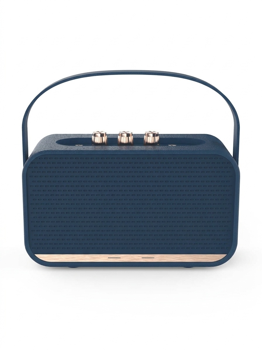 Retro Portable Bluetooth Speaker with Deep Bass, Vintage HiFi Audio, Extended Playtime, Long Range Wireless Sound System with Carry Strap for Travel