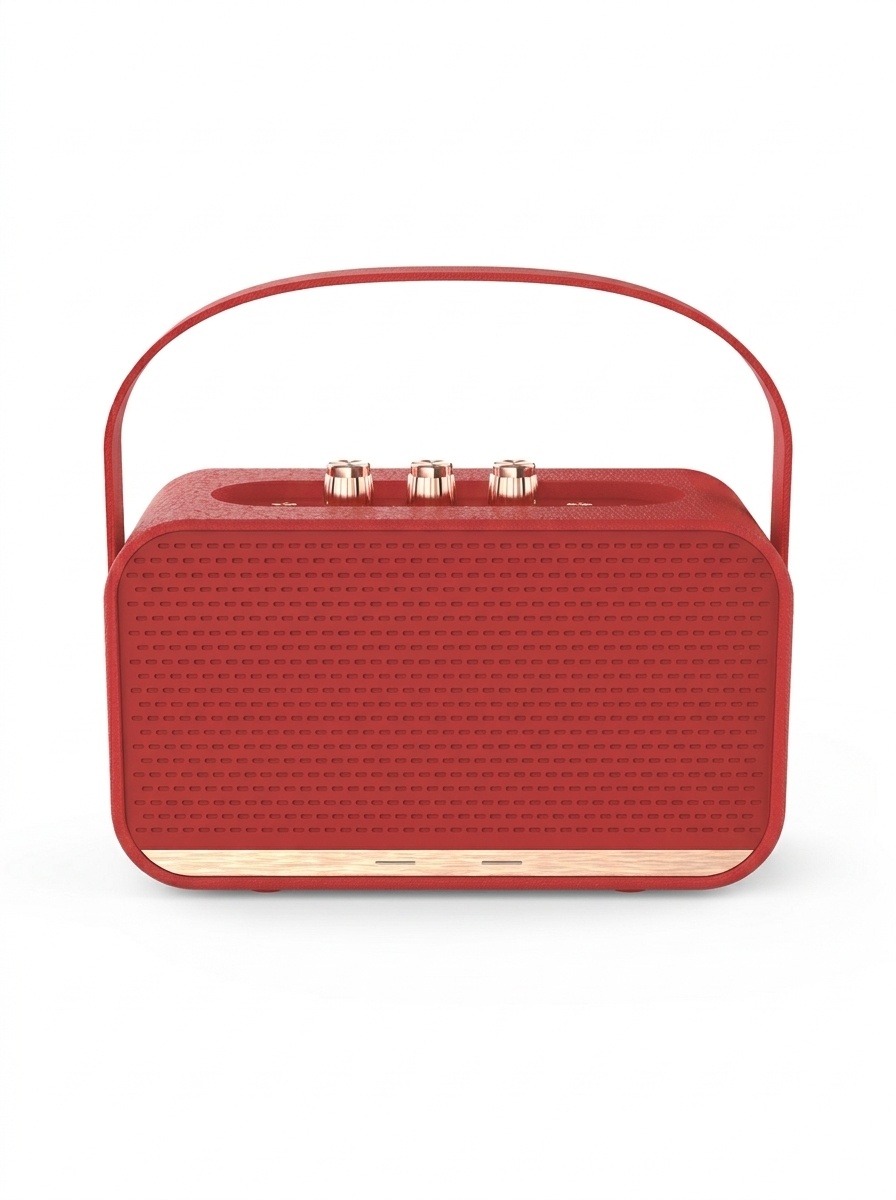 Retro Portable Bluetooth Speaker with Deep Bass, Vintage HiFi Audio, Extended Playtime, Long Range Wireless Sound System with Carry Strap for Travel