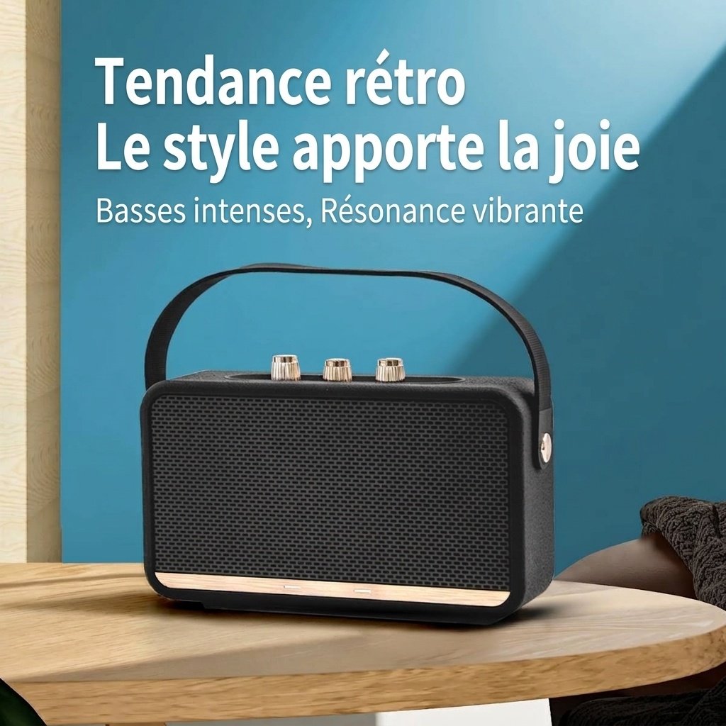 Retro Portable Bluetooth Speaker 20W HiFi Audio, Deep Bass, IPX7 Waterproof, 15H Playtime, 30ft Wireless Range, Vintage Travel Speaker with Strap