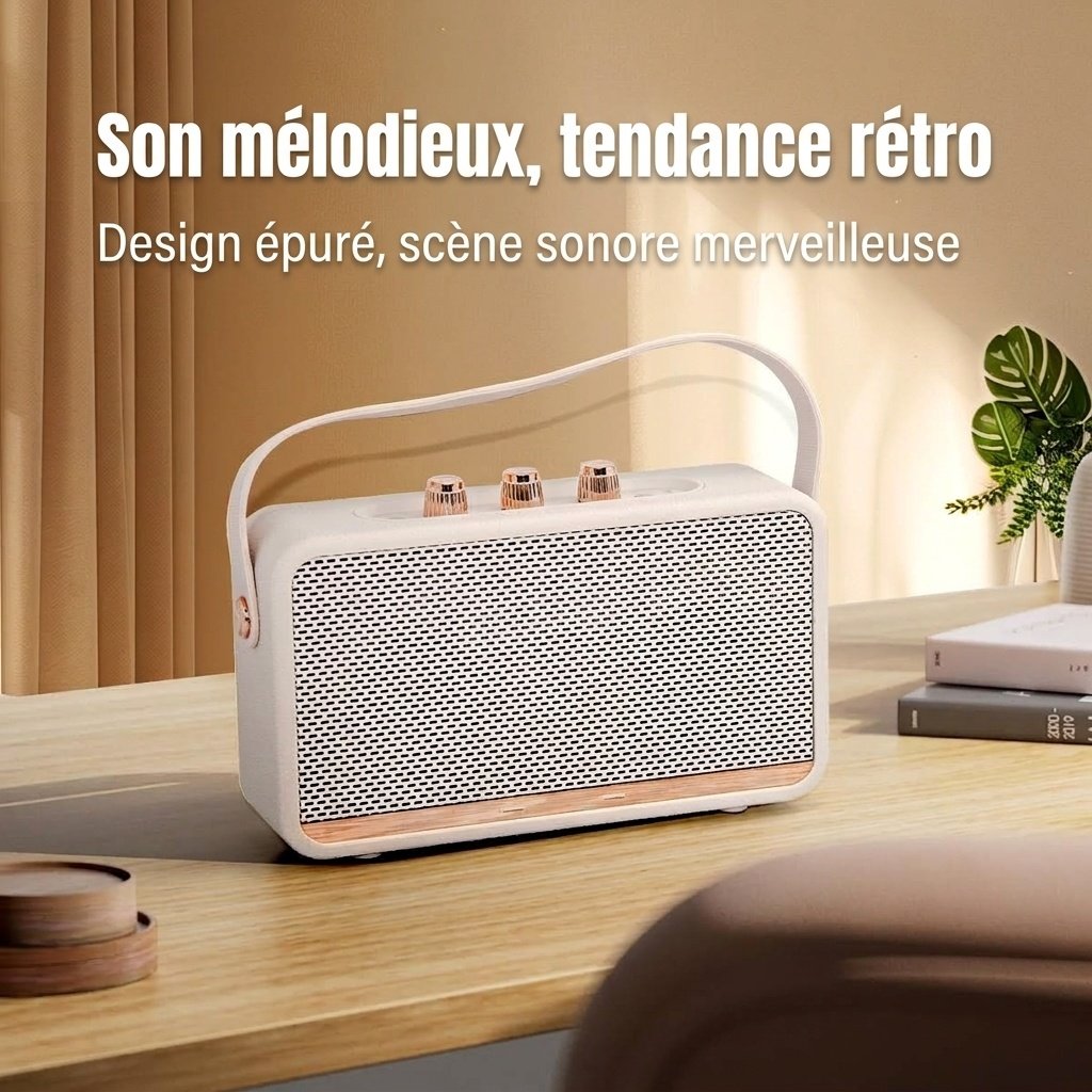 Retro Portable Bluetooth Speaker 20W HiFi Audio, Deep Bass, IPX7 Waterproof, 15H Playtime, 30ft Wireless Range, Vintage Travel Speaker with Strap