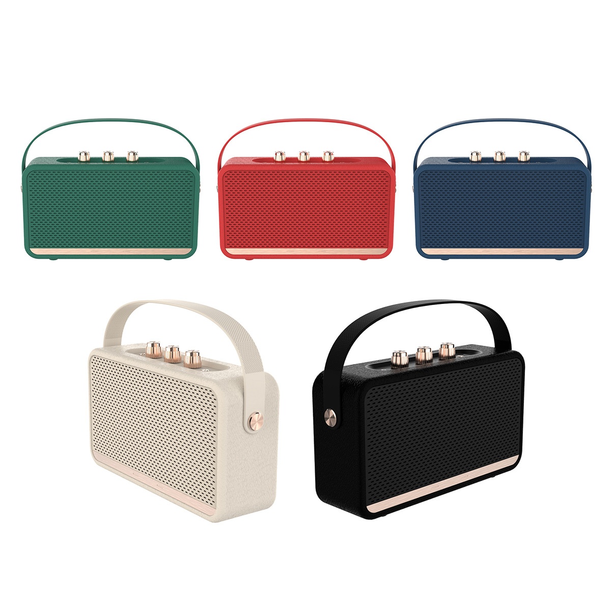 Retro Portable Bluetooth Speaker 20W HiFi Audio, Deep Bass, IPX7 Waterproof, 15H Playtime, 30ft Wireless Range, Vintage Travel Speaker with Strap