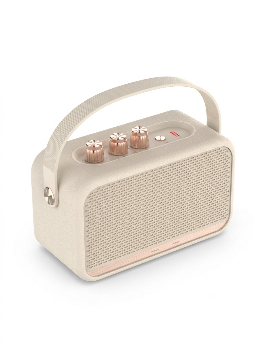 Retro Portable Bluetooth Speaker, Powerful Hi-Res Audio with Deep Bass, Extended Playtime Battery, Vintage Wireless Outdoor Sound with Carry Strap