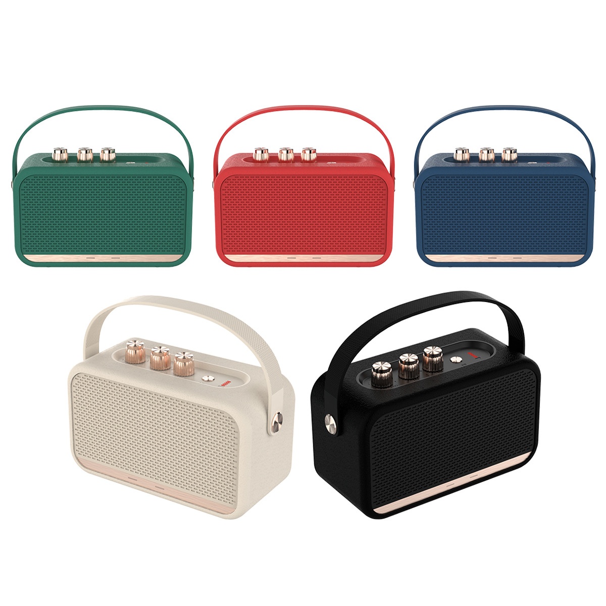 Retro Portable Bluetooth Speaker, Powerful Hi-Res Audio with Deep Bass, Extended Playtime Battery, Vintage Wireless Outdoor Sound with Carry Strap