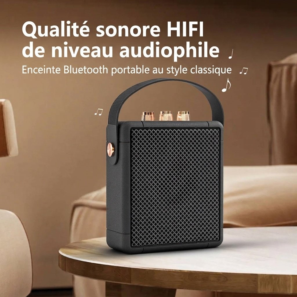 Portable Retro Bluetooth Speaker, 20W Rich HiFi Sound, IPX5 Waterproof, 15H Playback, 30ft Connectivity Range, Vintage Wireless Speaker with Strap