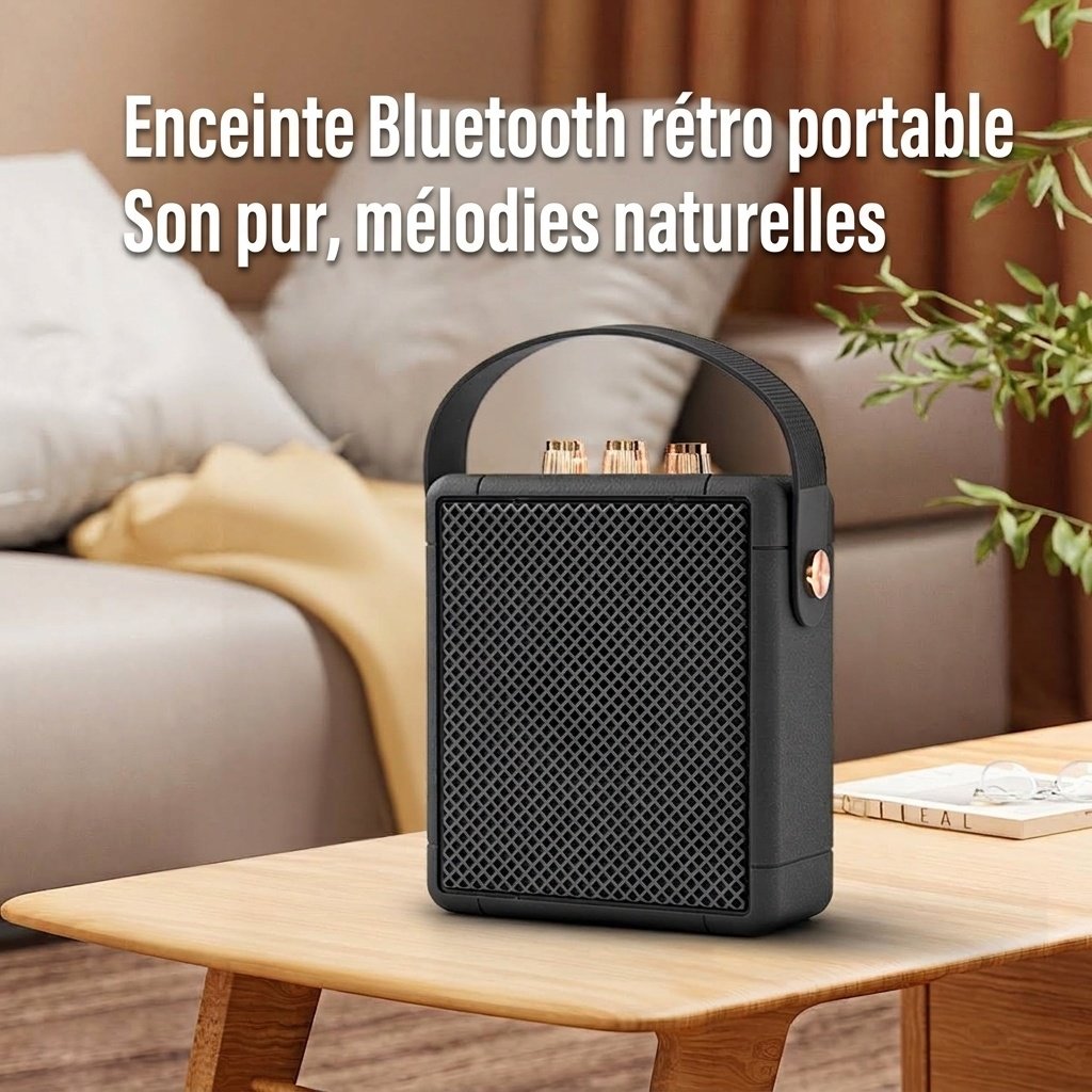 Portable Retro Bluetooth Speaker, 20W Rich HiFi Sound, IPX5 Waterproof, 15H Playback, 30ft Connectivity Range, Vintage Wireless Speaker with Strap