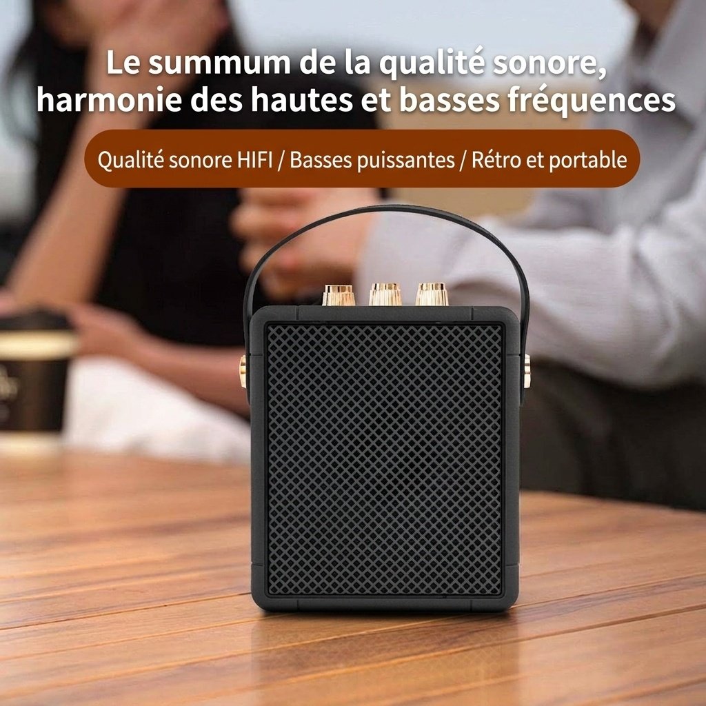 Portable Retro Bluetooth Speaker, 20W Rich HiFi Sound, IPX5 Waterproof, 15H Playback, 30ft Connectivity Range, Vintage Wireless Speaker with Strap