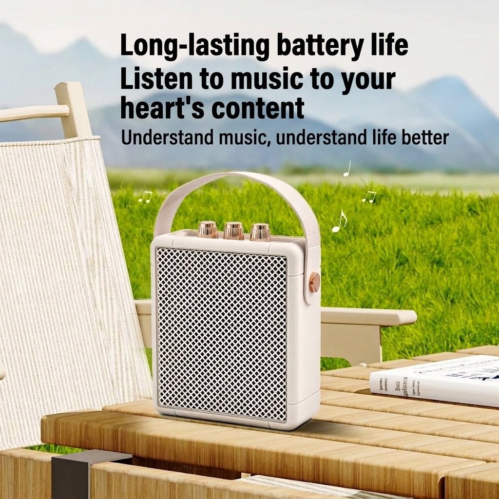 Portable Retro Bluetooth Speaker, 20W Rich HiFi Sound, IPX5 Waterproof, 15H Playback, 30ft Connectivity Range, Vintage Wireless Speaker with Strap