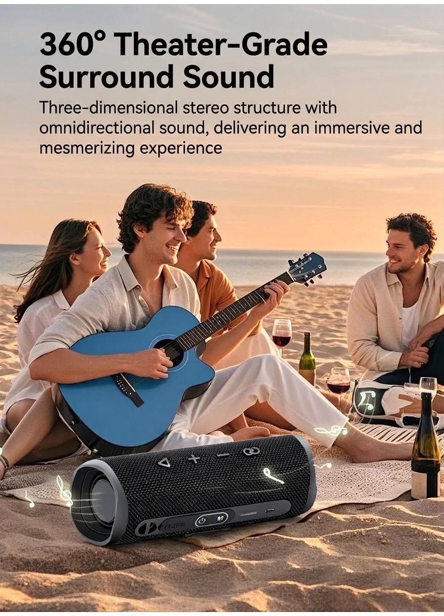 FLIP 6 Portable Bluetooth Speaker, 6W Deep Bass Audio, IPX6 Waterproof, 5H Playtime, 15M Wireless Range, Compact Outdoor Speaker with Carry Strap