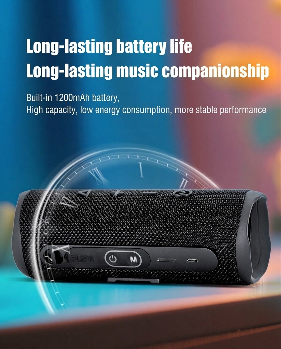 FLIP 6 Portable Bluetooth Speaker, 6W Deep Bass Audio, IPX6 Waterproof, 5H Playtime, 15M Wireless Range, Compact Outdoor Speaker with Carry Strap