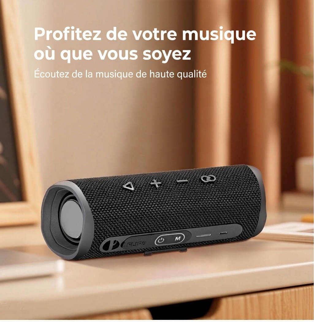 FLIP 6 Portable Bluetooth Speaker, 6W Deep Bass Audio, IPX6 Waterproof, 5H Playtime, 15M Wireless Range, Compact Outdoor Speaker with Carry Strap