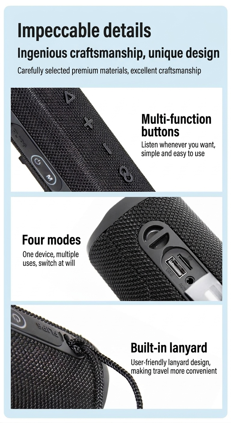 FLIP 6 Portable Bluetooth Speaker, 6W Deep Bass Audio, IPX6 Waterproof, 5H Playtime, 15M Wireless Range, Compact Outdoor Speaker with Carry Strap