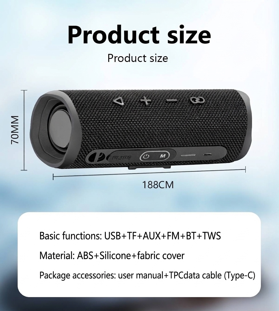 FLIP 6 Portable Bluetooth Speaker, 6W Deep Bass Audio, IPX6 Waterproof, 5H Playtime, 15M Wireless Range, Compact Outdoor Speaker with Carry Strap
