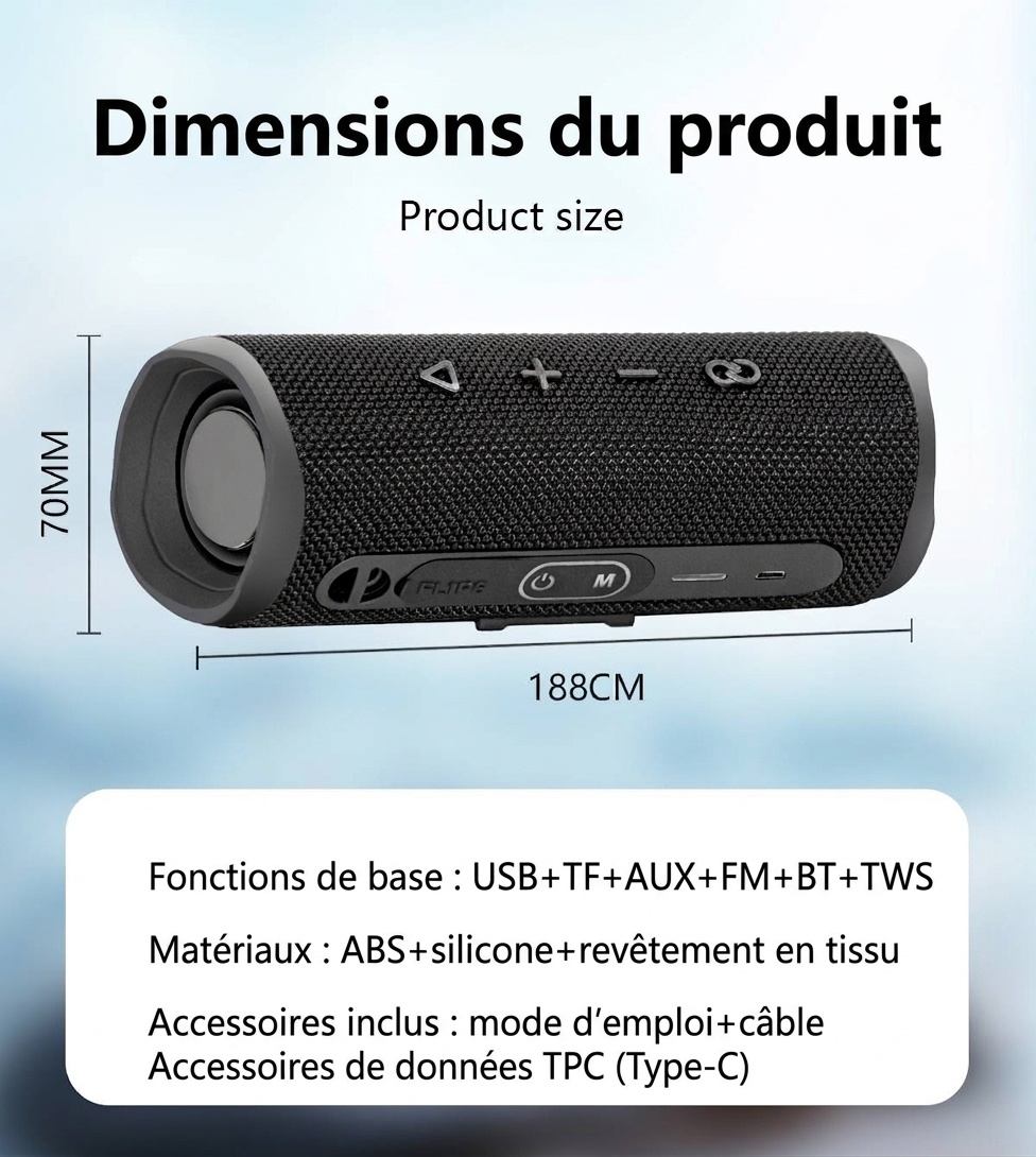 FLIP 6 Portable Bluetooth Speaker, 6W Deep Bass Audio, IPX6 Waterproof, 5H Playtime, 15M Wireless Range, Compact Outdoor Speaker with Carry Strap